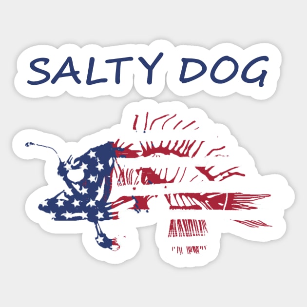 Copy of Salty Dog Painted American Flag Deep Sea Angler Skeleton Sticker by Sneek661